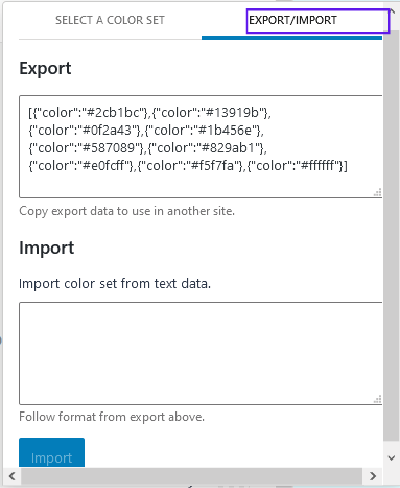 Firmastart Import-Export Farbpalette