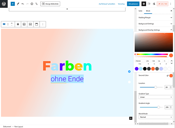 Firmastart Website Farben
