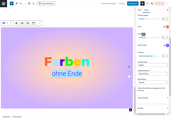 Firmastart Website Farben