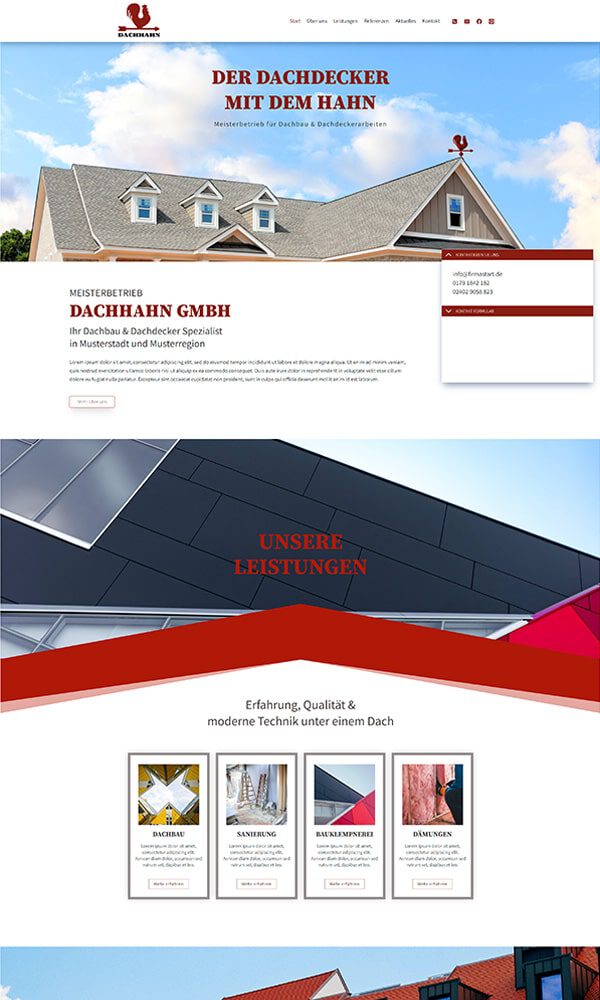 Firmastart Dachdecker Website-Vorlage Home 1