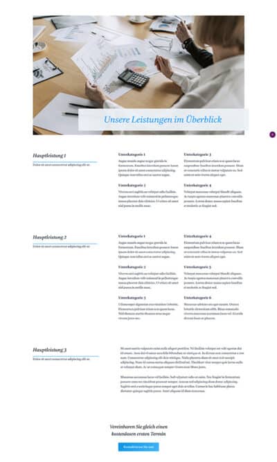 Berater Leistungen - Firmastart Website Vorlage